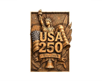 USA 250 Bicentennial Statue of Liberty Tribute – 3D Illusion Laser Engraving Design | American Patriotic | independence Anniversary.