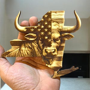 New York Charging Bull 3D Illusion Laser Engraving Design - NY American