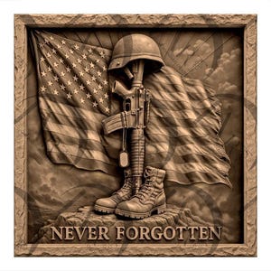 Battle Cross Flag 3D Illusion Laser Engraving Design | Fallen Soldier Memorial | American Flag | USA Military Patriotic Veterans Tribute.