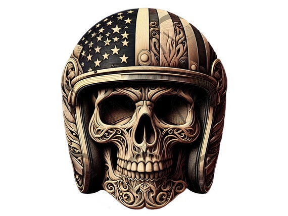 Patriotic Skull With American Flag Motorcycle Helmet 3D Illusion Laser  Engraving Design, Motorcycle and Biker Art for CO2, Diode, Glowforge - Etsy