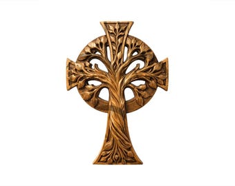 Celtic Tree of Life Cross 3D Illusion Laser Engraving Design. Christian Easter Wall Art. Catholic Cross  Faith Symbol. CO2, Diode, Glowforge