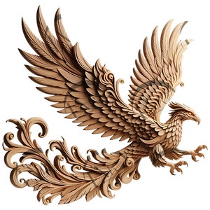 Kompliziertes Phoenix 3D Illusion Laser Gravur Design - Exquisite Mythische Kunst - Wohnkultur und einzigartige Geschenke - CO2, Thyre, Glowforge, xTool