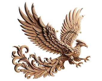 Intricate Phoenix 3D Illusion Laser Engraving Design - Exquisite Mythical Art  - Home Decor and Unique Gifts - CO2, Diode, Glowforge, xTool