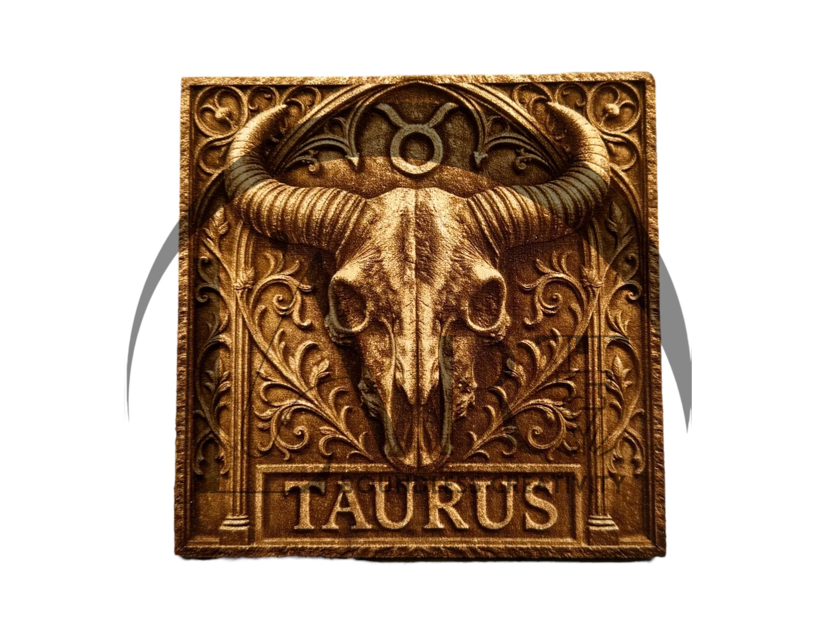 Taurus Zodiac Gothic Sign 3D Illusion Laser Engraving Design