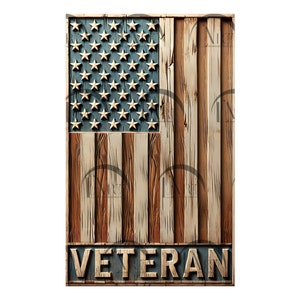 United States Veteran Flag 3D Illusion Laser Engraving Design - American Military, USA Patriotic Army, Independence. CO2, Diode, Glowforge