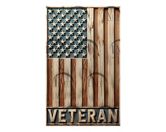 Lasergraveringsdesign med 3D-illusion av en veteranflagga från USA - Amerikansk militär, USA:s patriotiska armé, självständighet. CO2, diod, Glowforge