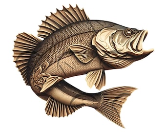 Bass Fish 3D Illusion Laser Engraving Design - Exquisite Nature-Inspired Art -Home Decor and Unique Gifts - CO2, Diode, Glowforge, xTool