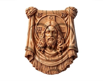 Holy Face of Jesus Christ (IC XC) 3D Illusion Laser Engraving Design l Shroud of Turin. Orthodox Christian Art l Catholic Easter Holy Week.