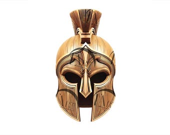 Spartan Warrior Helmet 3D Illusion Laser Engraving Design - Intricate Ancient Greek Gladiator Art, Home Decor for CO2, Diode, Glowforge