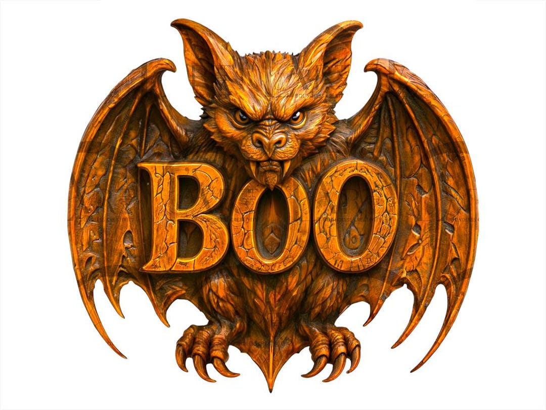 Gothic Halloween Bat BOO Sign 3D Illusion Laser Engraving Design ...
