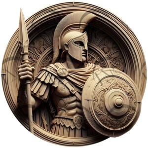 Spartan Warrior 3D Illusion Laser Engraving Design - Intricate Ancient Greek Art, Detailed Home Decor for CO2, Diode, Glowforge