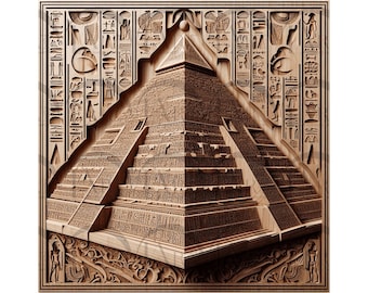 Giza Great Pyramid 3D Illusion Digital Design for Laser Engraving, Detailed Pharaoh Egyptian Art, CO2 laser l Diode laser l Glowforge Laser.