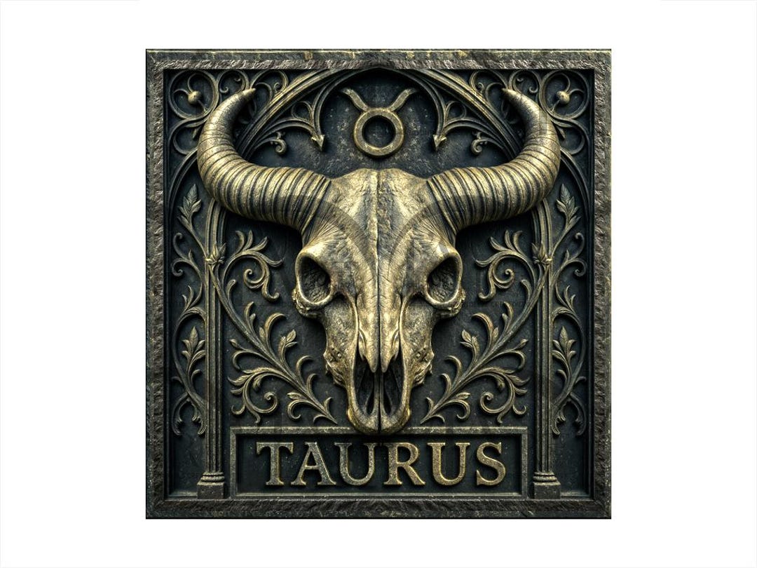 Taurus Zodiac Gothic Sign 3D Illusion Laser Engraving Design
