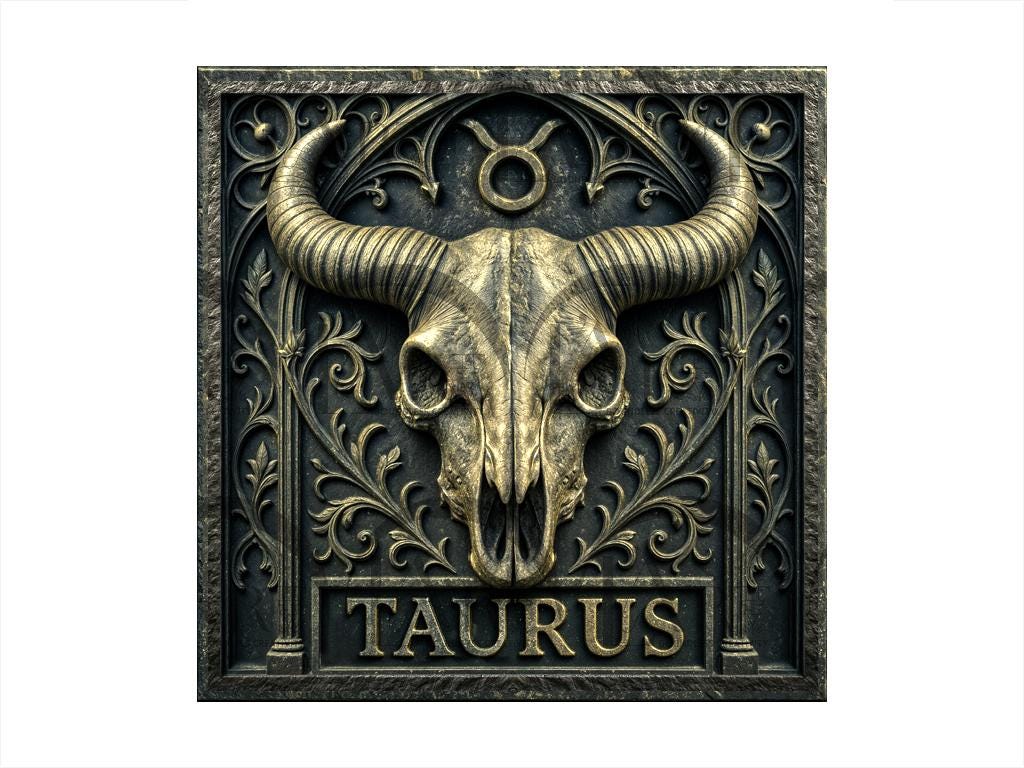 Taurus Zodiac Gothic Sign 3D Illusion Laser Engraving Design