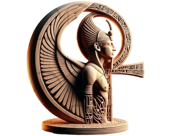 Horus con Ankh: Diseño digital con ilusión 3D para grabado láser, arte faraónico egipcio detallado, láser de CO2, láser de diodo y láser Glowforge.