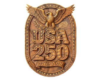 USA 250 Bicentennial Eagle & Flag – 3D Illusion Laser Engraving Design | American Patriotic independence Anniversary Decor PNG | CO2, Diode.