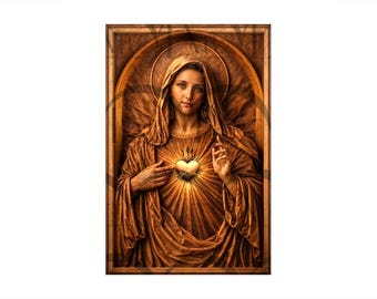 Immaculate Heart of Mary - 3D Illusion Laser Engraving Design l Catholic Wall Art l Christian Home Decor for CO2, Diode, Glowforge, xtool