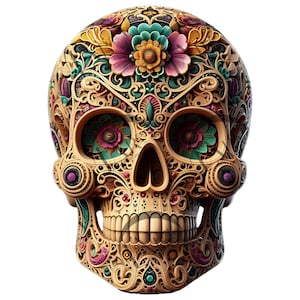 Diseño de grabado láser de ilusión 3D de calavera floral mexicana, Arte complejo para el Día de los Muertos, Decoración única del hogar para CO2, Diodo, Forja luminosa