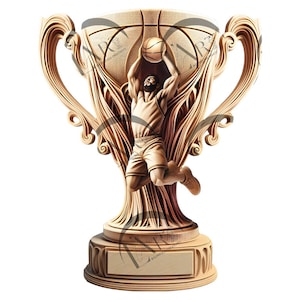 Basketball Trophy 3D Illusion Laser Engraving Design - Detailed Sports Art - Custom Awards, Unique Gifts - CO2, Diode, Glowforge, xTool