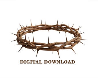 Crown of Thorns, Crucifixion of Jesus Christ 3D Illusion Digital Design for Laser Engraving, Detailed Christian Easter Wood Art. CO2, Diode