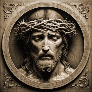 Crown of Thorns Jesus Christ 3D Illusion Digital Design for Laser Engraving, Detailed Christian Art, CO2 l Diode laser l Glowforge Laser.