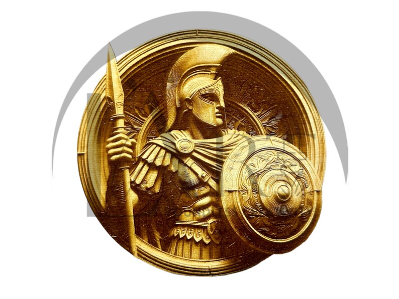 Spartan Warrior 3D Illusion Laser Engraving Design - Intricate Ancient Greek Art, Detailed Home Decor for CO2, Diode, Glowforge