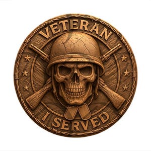 United States Veteran 3D Illusion Laser Engraving Design - American Served Veteran Skull. Military Soldier with Dog Tag. Patriotic Army