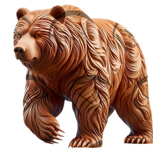 Majestätischer Bär 3D Illusion Laser Gravur Design - Exquisite Wildtier Kunst - Wohnkultur und einzigartige Geschenke für CO2, Thyre, Glowforge, xTool