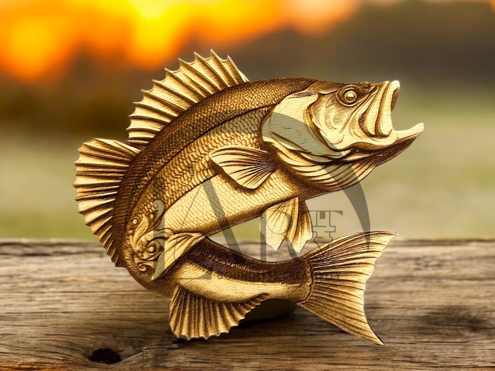 Bass Fish 3D Illusion Laser Engraving Design - Exquisite Nature ...