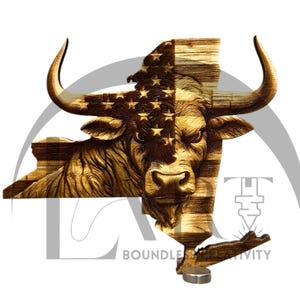 New York Charging Bull 3D Illusion Laser Engraving Design - NY American