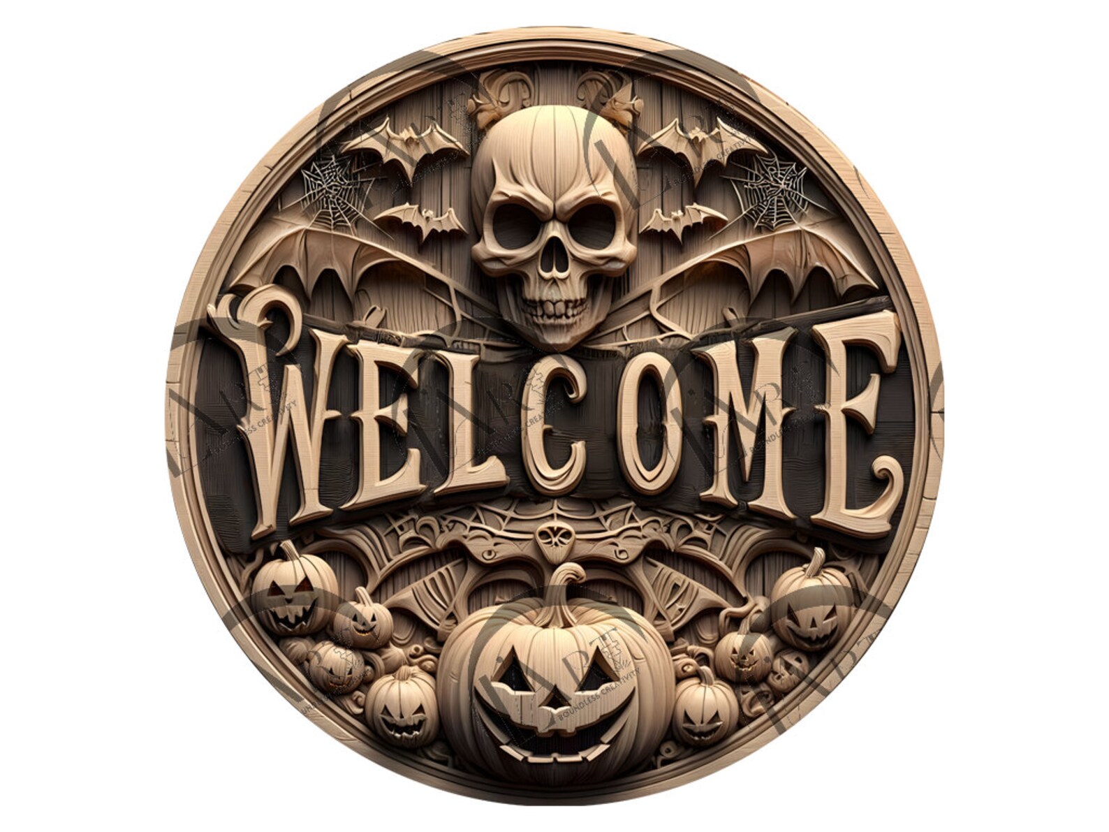 Spooky Halloween Welcome Door Hanger Sign 3D Illusion Laser Engraving ...