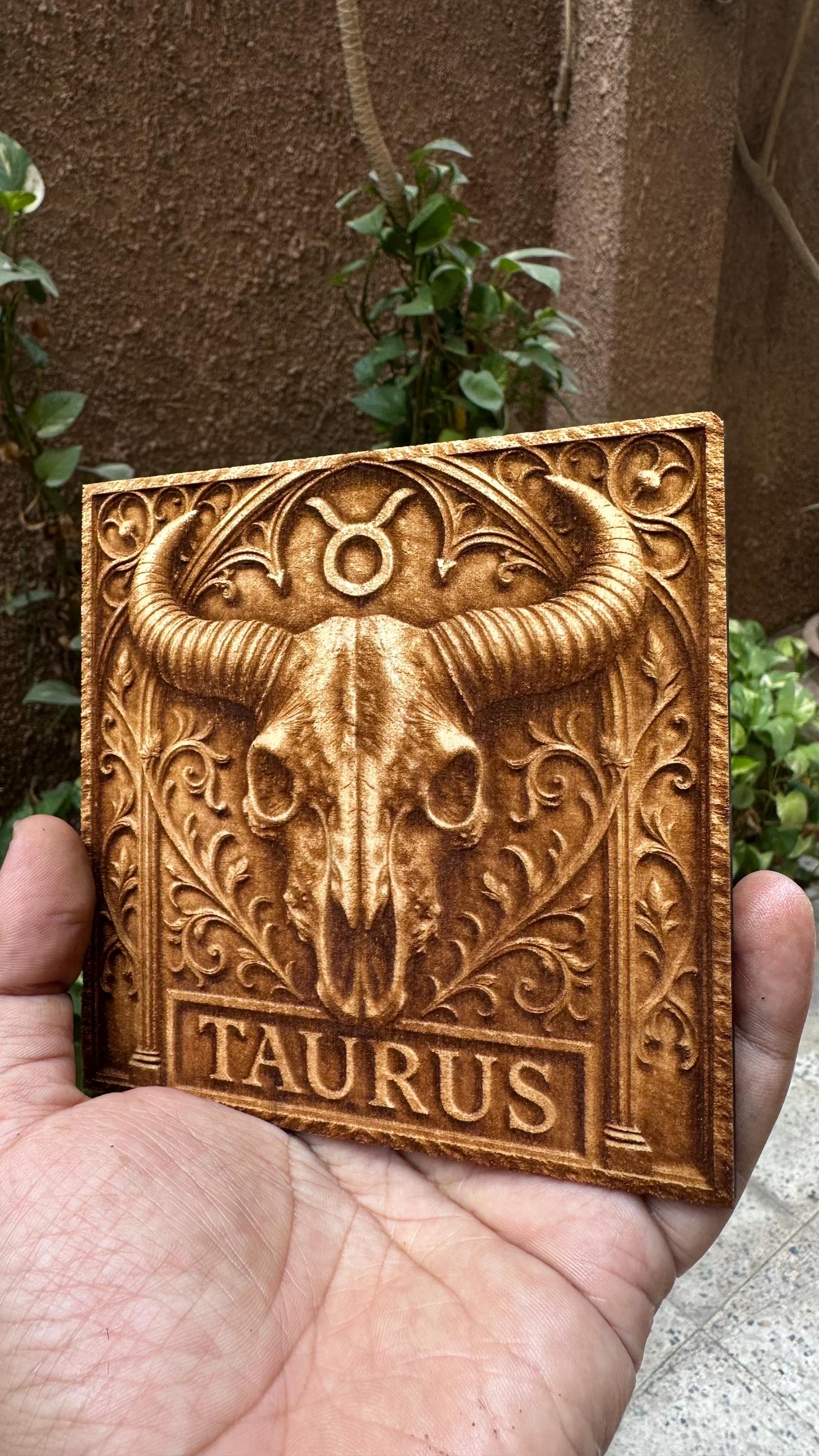 Taurus Zodiac Gothic Sign 3D Illusion Laser Engraving Design
