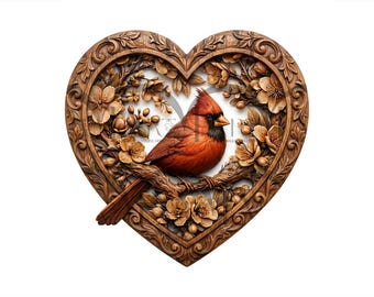 Valentine’s Day Cardinal in Heart Frame 3D Illusion Laser Engraving Design. Memorial Love Symbol. Anniversary Lovers Gift. Co2, Diode.