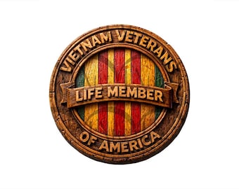 United States Vietnam Veterans Life Member – 3D Illusion Laser Engraving Design | USA Patriotic Military Badge. Soldier Memorial. Co2, Diode
