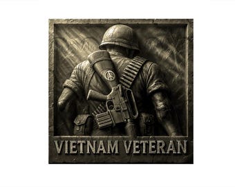 United States Vietnam Veteran 3D Illusion Laser Engraving Design - American Military Soldier Memorial , USA Patriotic Army. (Slate Only)