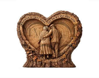 Valentine’s Day elderly Couple Heart 3D Illusion Laser Engraving Design l Till Our Last Breath. Romantic Lovers Anniversary Gift. CO2, Diode