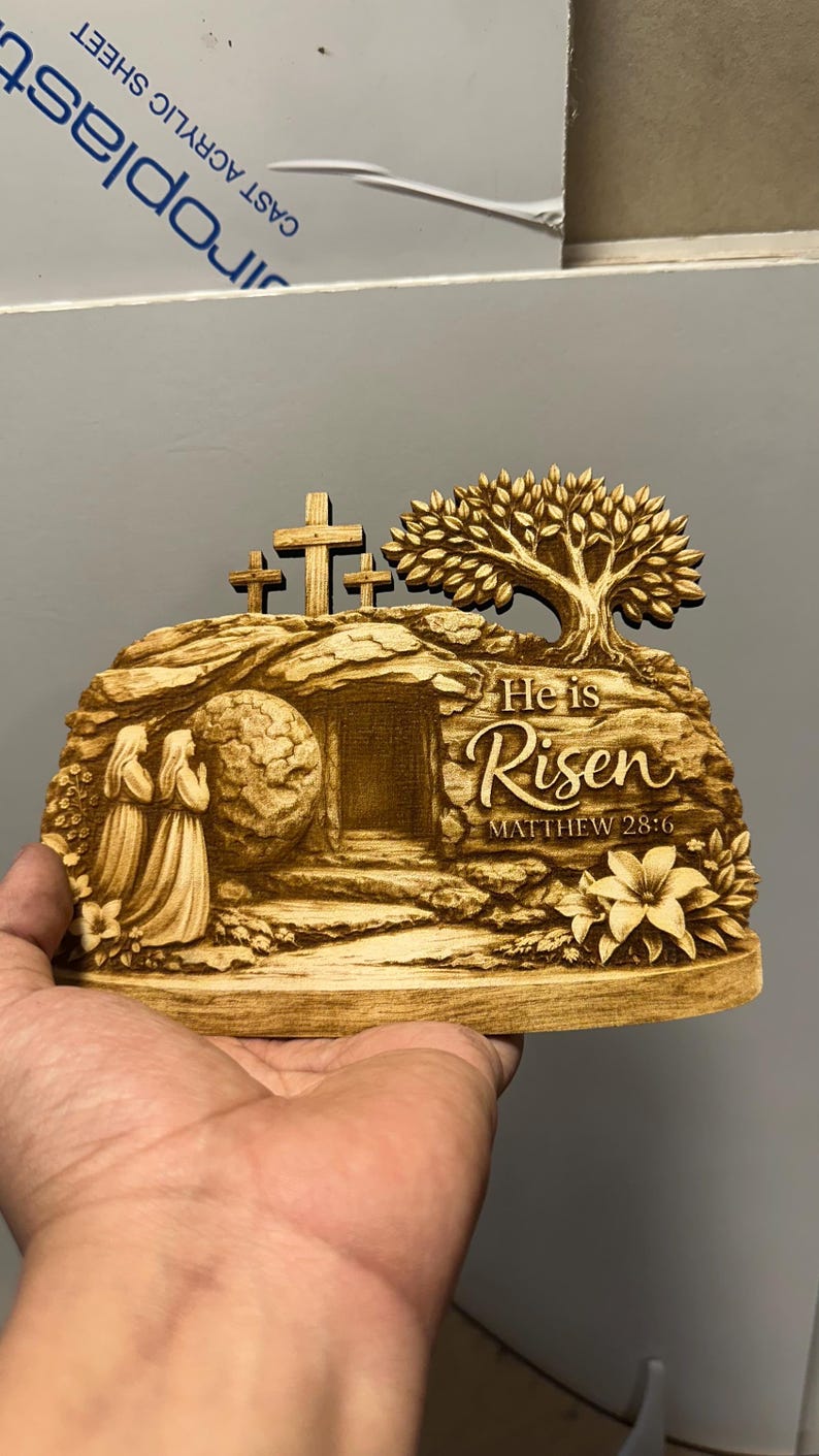 He is Risen Empty Tomb – 3D Illusion Laser Engraving Design | Catholic ...