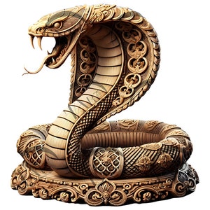 Conception complexe de gravure laser 3D illusion de serpent cobra - art détaillé du serpent pour CO2, diode, Glowforge, xTool, décoration unique
