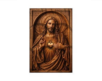 Sacred Heart of Jesus - 3D Illusion Laser Engraving Design l Catholic Wall Art l Christian Home Decor for CO2, Diode, Glowforge, xtool