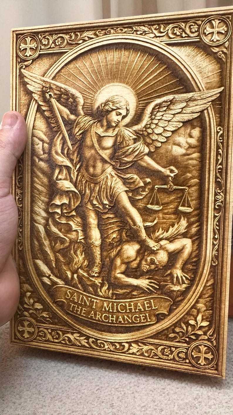 Archangel Michael 3D Illusion Digital Design for Laser Engraving ...