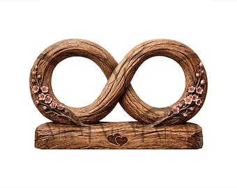 Infinity Love Tree 3D Illusion Laser Engraving Design | Eternal Love Symbol with Flowers | Personalized Wedding & Valentine’s Day Gift.