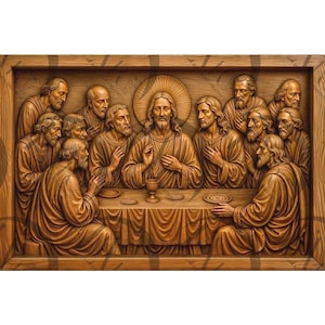 The Last Supper – 3D Illusion Laser Engraving Design | Christian Easter Wall Art  | Jesus & Apostles | Holy Thursday Decor | CO2, Diode.