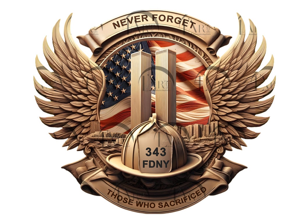 9/11 Memorial 3D Laser Illusion Engraving Design - Never Forget