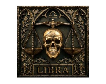 Libra Skull Zodiac Gothic 3D Illusion Laser Engraving Design