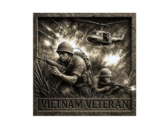 United States Vietnam Veteran 3D Illusion Laser Engraving Design - American Military Soldier Combat Scene, USA Patriotic Army. (Slate Only)