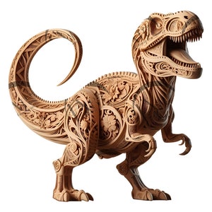複雑な恐竜 3D イリュージョン レーザー彫刻デザイン - 神話の生き物アート - CO2、ダイオード、Glowforge 用の詳細な先史時代のファンタジー装飾