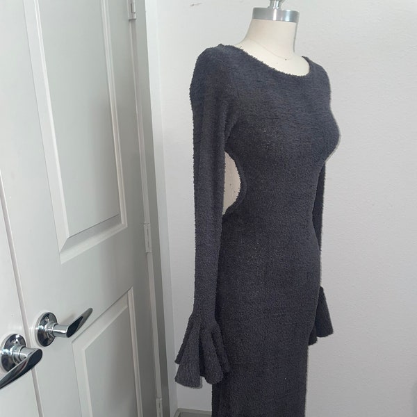 Charcoal Wool Morticia Dress