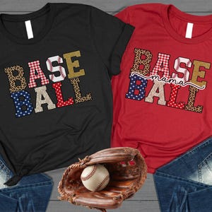 Baseball Mama PNG Bundle Sublimation Design | Varsity Leopard Block Letter Mom Digital Download