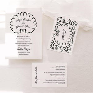 Convite de casamento com conchas marinhas náuticas, cartão de casamento tropical editável Canva, conjunto de papelaria para casamento costeiro, convite principal