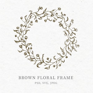 Cornice floreale marrone CLIPART, ghirlande e bordi botanici per inviti di nozze, modelli, marchi e imballaggi